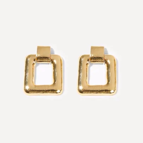 Square Gold Earrings - Picture 2 of 4